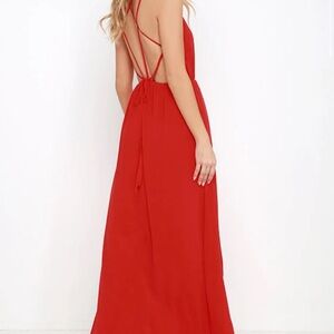 Lulu's Striking Red Backless Dress